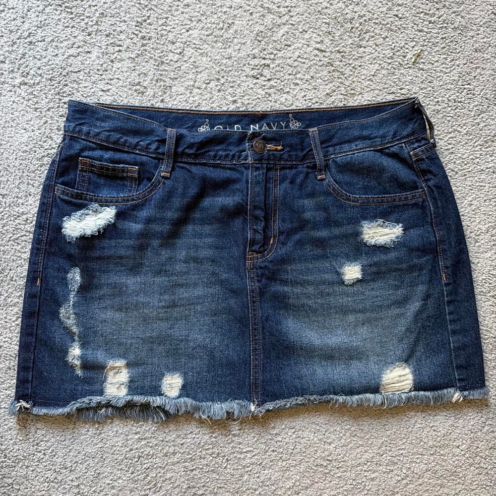 Y2K Old Navy Dark Wash Low Rise Denim Skirt, Size 10